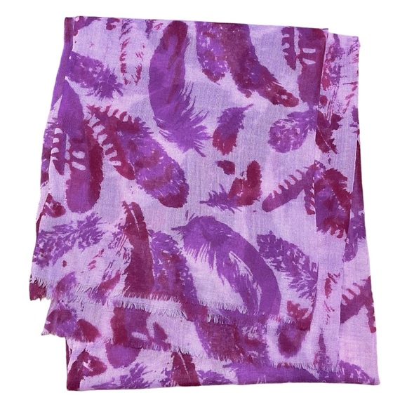 Feather Scarf In Pink Magenta & Burgundy - Picture 1 of 8